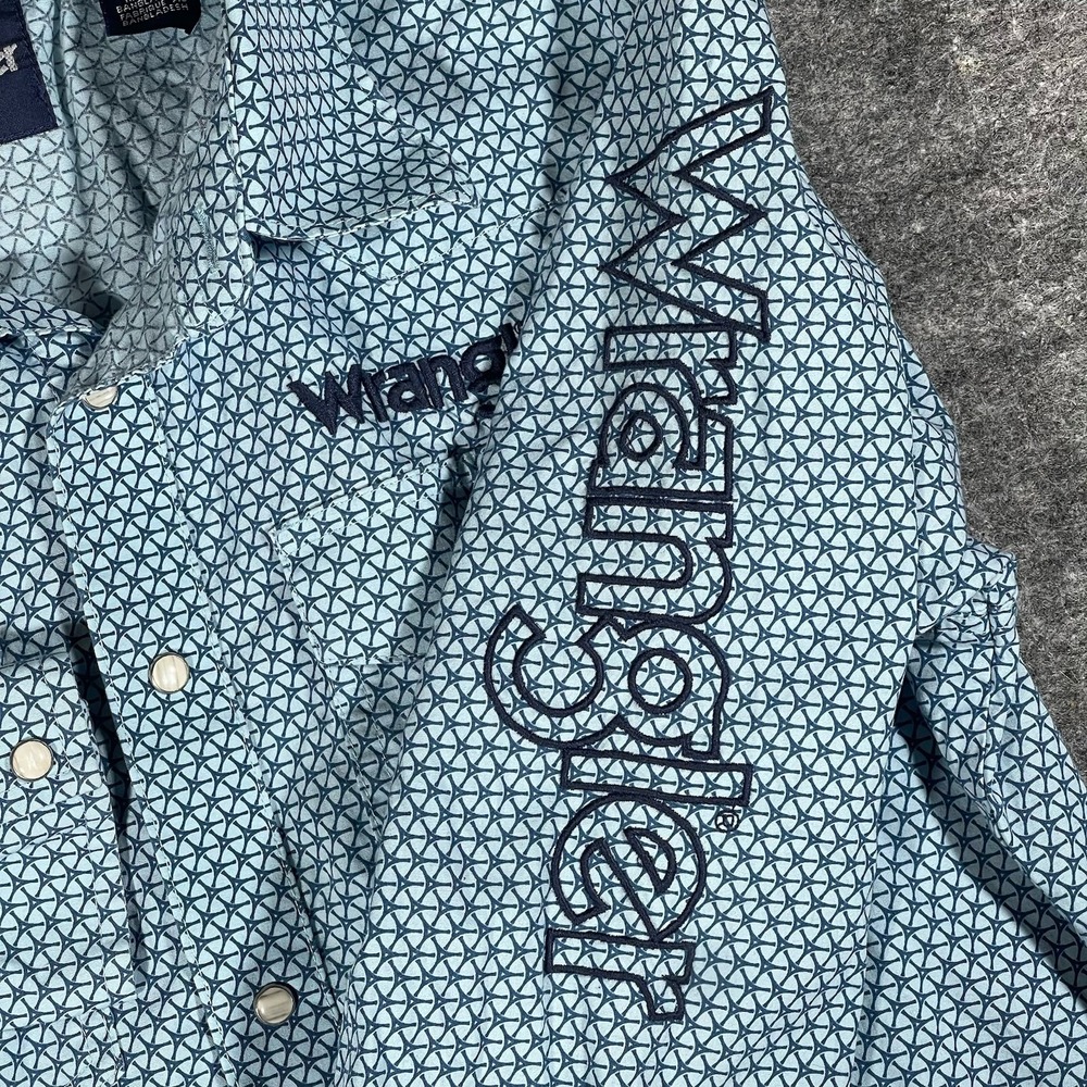 Wrangler Shirt Youth Boys XL Western Cowboy Embroidered Logo Pearl Snap - Picture 6 of 14